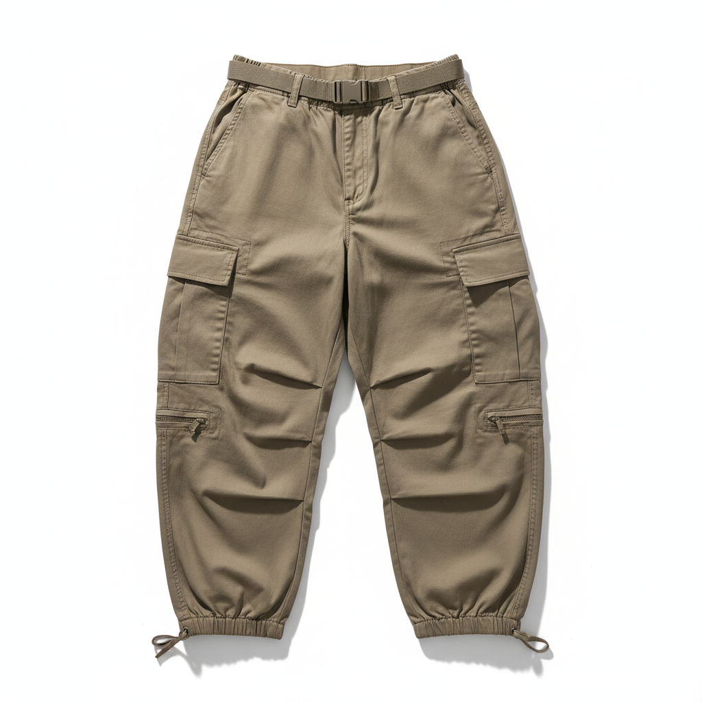 Baggy Cargo Pants - Khaki Flat Lay