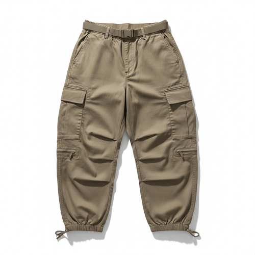 Baggy Cargo Pants - Khaki Flat Lay